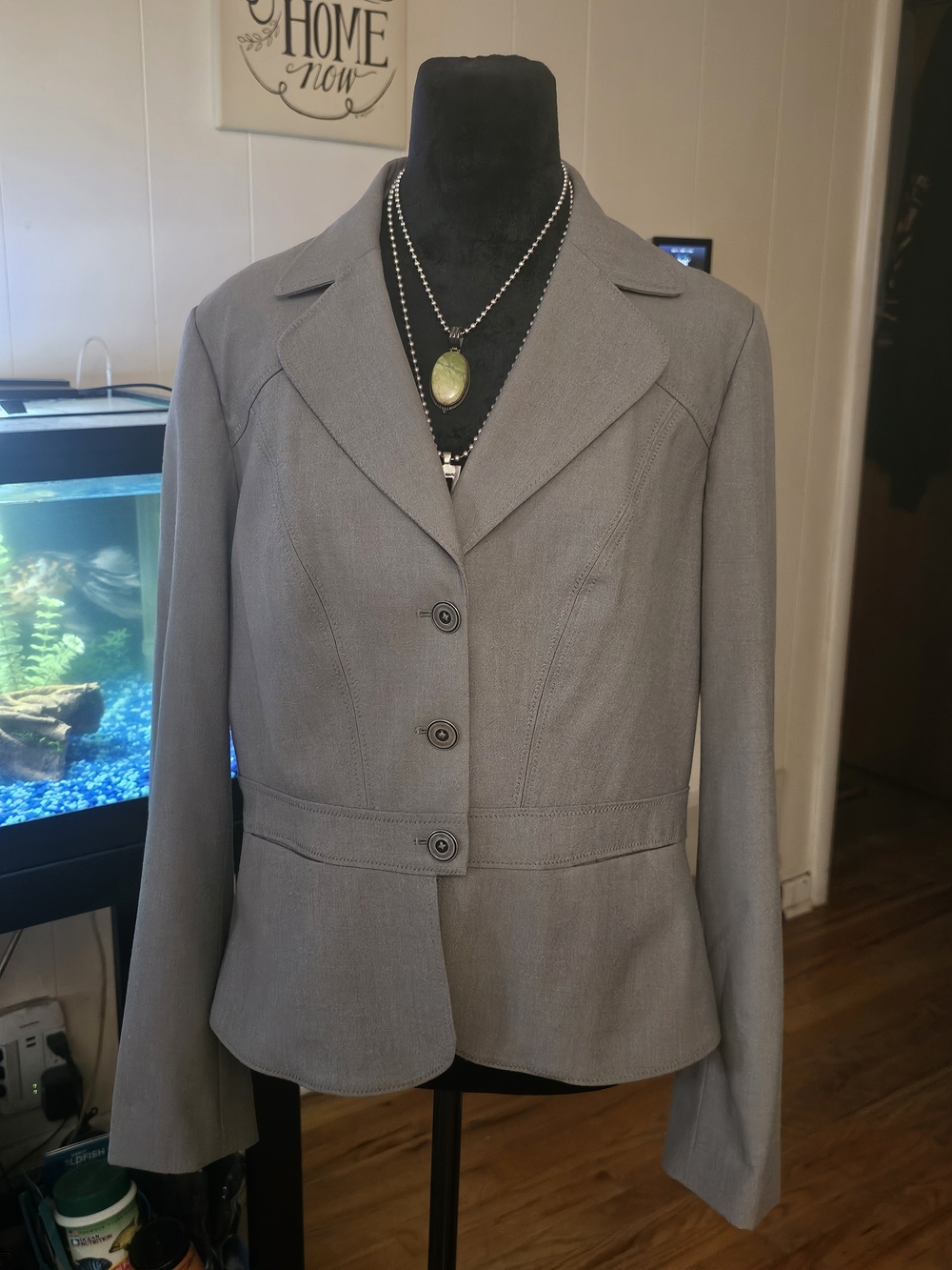 Saks Fifth Avenue Light Gray Tailored Button-Front Blazer